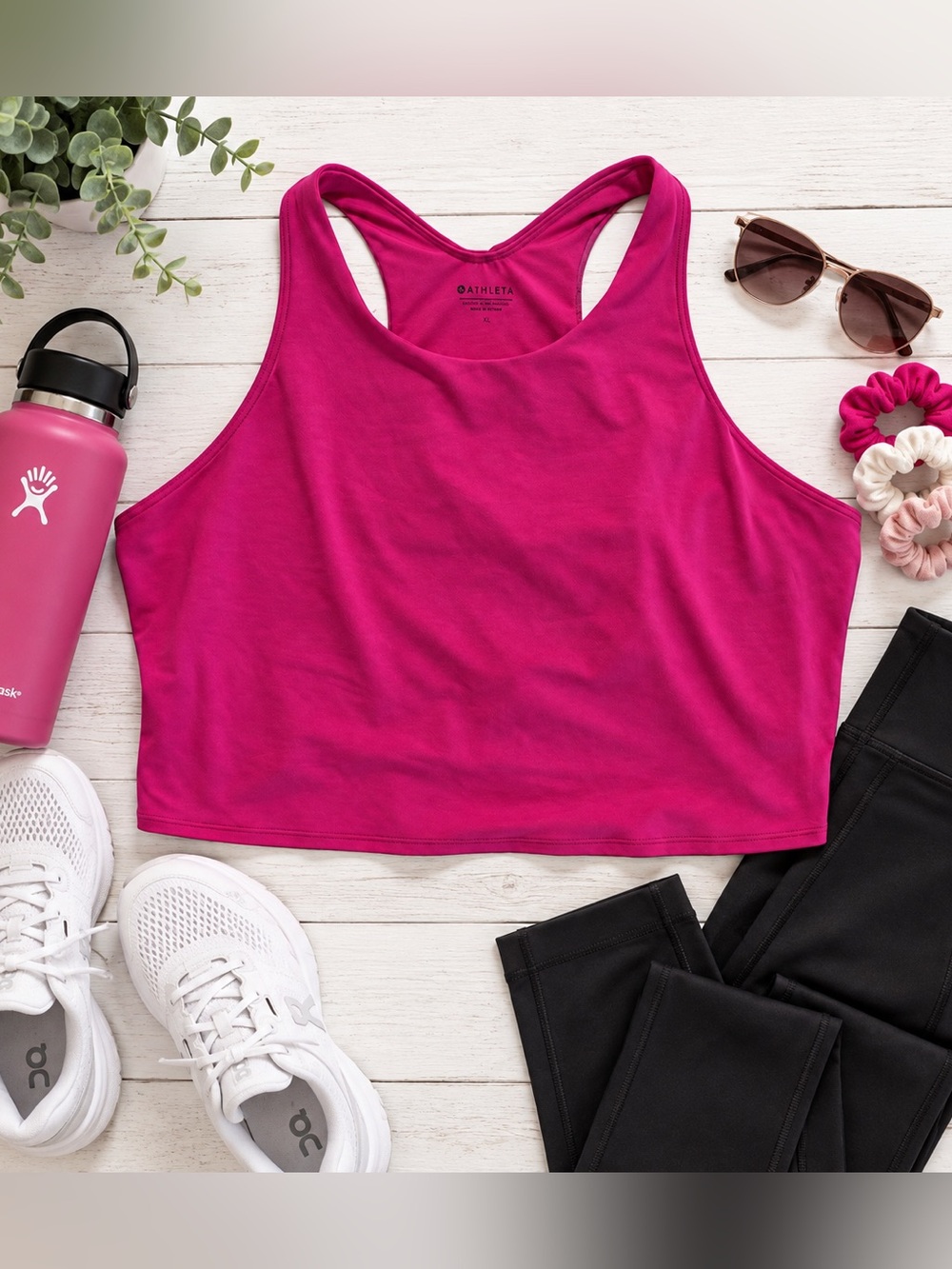 Athleta Bright Magenta Racerback Crop Tank